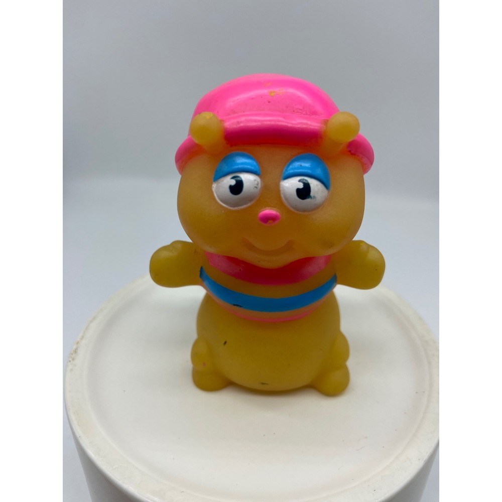 Playskool Glo Worm Finger Puppet Yellow Pink Vintage 1986 Toy 3 Inch